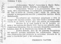 Tierra y Sol  [artículo] Federico Tatter.