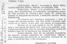 Tierra y Sol  [artículo] Federico Tatter.