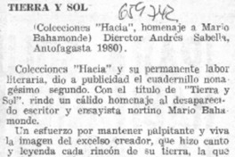 Tierra y Sol  [artículo] Federico Tatter.