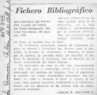 Diccionario de voces del norte de Chile  [artículo] Carlos René Ibacache.