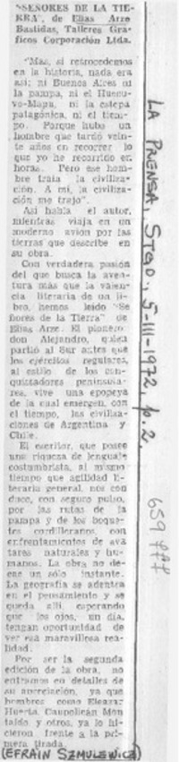 Señores de la tierra  [artículo] Efraín Szmulewicz.