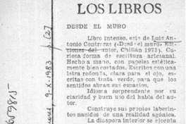 Desde el muro  [artículo] Ramón Riquelme.