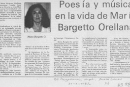 Poesía y música en la vida de María Bargetto Orellana.