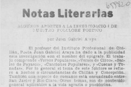 Algunos aportes a la investigación de nuestro folclore poético
