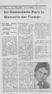 Un comentario para la memoria del tiempo