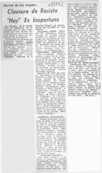 Clausura de revista "Hoy" es inoportuna.  [artículo]