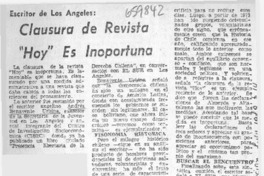 Clausura de revista "Hoy" es inoportuna.  [artículo]
