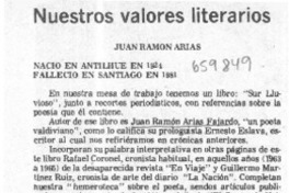 Nuestros valores literarios  [artículo] Carlos René Ibacache.