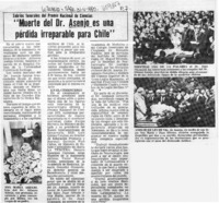 Muerte del Dr. Asenjo es una pérdida irreparable para Chile.  [artículo]