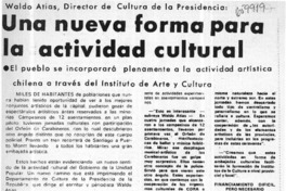 Una nueva forma para la actividad cultural.  [artículo]