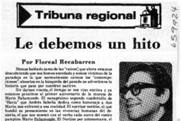 Le debemos un hito  [artículo] Floreal Recabarren.