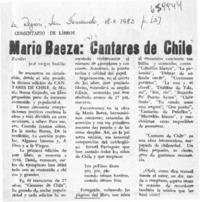 Mario Baeza, Cantares de Chile  [artículo] José Vargas Badilla.