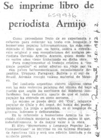 Se imprime libro de periodista Armijo.
