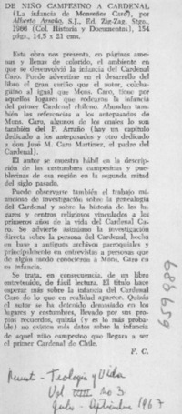 De niño campesino a Cardenal  [artículo] F. C.