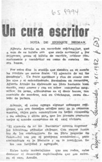 Un cura escritor  [artículo] Enrique Neiman.