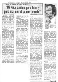 Mi vida cambió para bien y para mal con el primer premio.  [artículo]