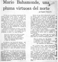Mario Bahamonde, una pluma virtuosa del norte  [artículo] Eugenio Trabazo R.