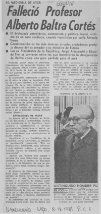 Falleció Alberto Baltra Cortés  [artículo]