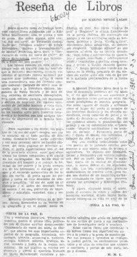 Reseña de libros  [artículo] Marino Muñoz Lagos.