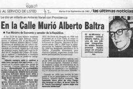 En la calle murió Alberto Baltra.  [artículo]