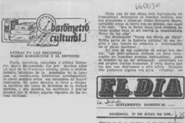 Letras en las regiones Mario Bahamonde y el infinito  [artículo] Federico Tatter.