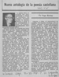 Nueva antología de la poesía castellana  [artículo] Hugo Montes.