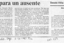 Premio para un ausente  [artículo] Marina de Navasal.