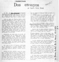 Dos ensayos  [artículo] Eugenio Mimica Barassi.