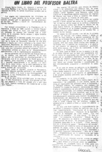 Un Libro del profesor Baltra  [artículo] V.