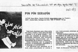 Pin Pín Serafín  [artículo] Sara Donoso Pinto.