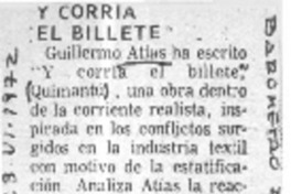 Y corría el billete  [artículo] Claudio Solar.