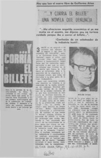 Y corría el billete una novela que denuncia.  [artículo]