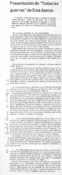 Presentación de "Todas las guerras" de Ema Asenjo.