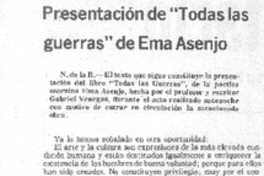 Presentación de "Todas las guerras" de Ema Asenjo.