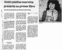 Joven poetisa osornina presenta su primer libro.  [artículo]