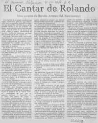 El cantar de Rolando, una versión de Braulio Arenas