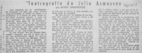 Teatrografía de Julio Asmussen  [artículo] Mario Bahamonde.