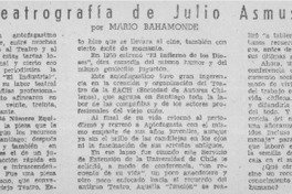 Teatrografía de Julio Asmussen  [artículo] Mario Bahamonde.