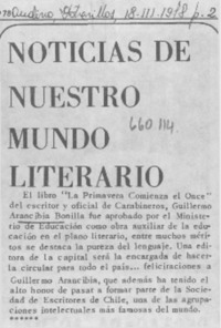 Noticias de nuestro mundo literario.  [artículo]