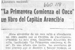La Primavera comienza el once, un libro del capitán Arancibia.  [artículo]
