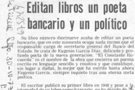 Editan libros un poeta bancario y un político.