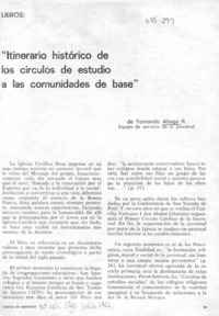 "Itinerario histórico de los círculos de estudio a las comunidades de base"