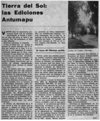 Tierra del sol: las ediciones Antumapu