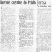 Nuevos cuentos de Pablo García