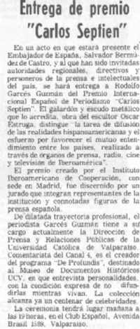 Entrega de premio "Carlos Septien".