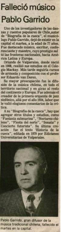 Falleció músico Pablo Garrido.