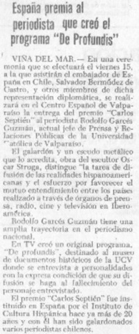 España premia al periodista que creó el programa "De Profundis".