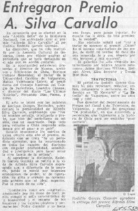 Entregaron Premio A. Silva Carvallo.