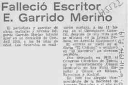 Falleció escritor E. Garrido Merino.
