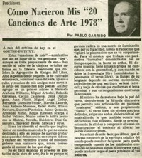 Cómo nacioron mis "20 cancionse de arte 1978".